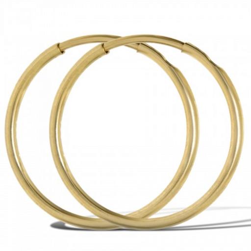 9ct Gold Sleeper Earrings 14 18 22mm Plain Tube Hoop Creoles Gift Boxed