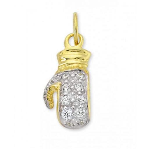 375 9ct Gold Cz Boxing Gloves Cubic Zirconia Pendant Medallion