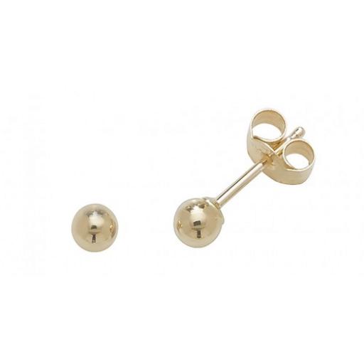 9CT GOLD BALL STUD EARRINGS 2.5MM 3MM 4MM 5MM 6MM 7MM 8MM