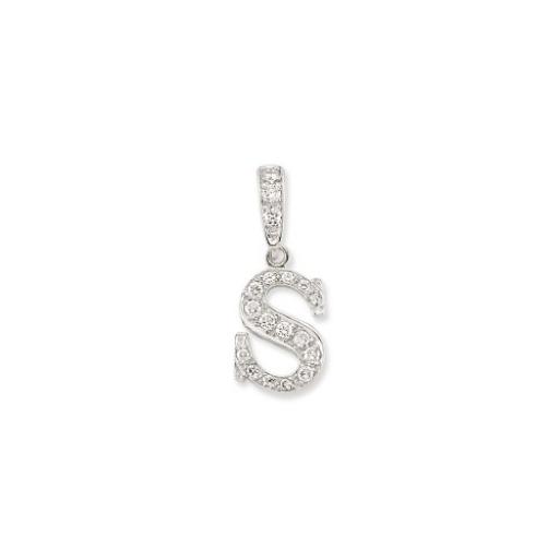 Sterling Silver Cubic Zirconia Cz 20mm Initial Pendant Chain Bracelet