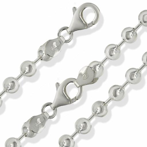 Sterling Silver 5.0mm Ladies Bead Bracelet