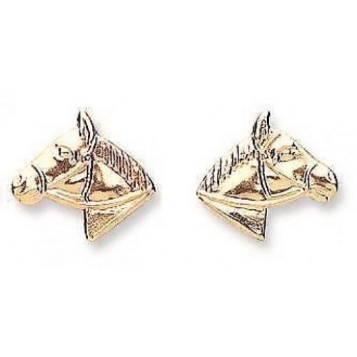 9CT GOLD HORSE HEAD STUD EARRINGS