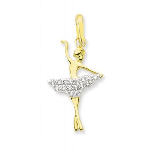 9ct Gold Cubic Zirconia 25x14mm Dancing Ballerina Pendant