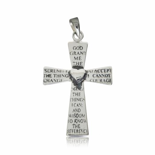 Sterling Silver 30x19mm Serenity Cross Pendant