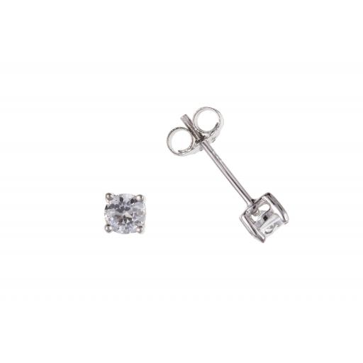 Sterling Silver 3,4,5,6,7,8mm Round White CZ Studs