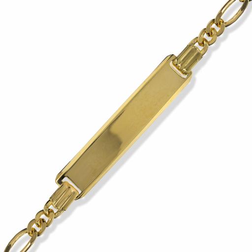 9ct Gold Identity 7.4" Ladies Figaro Curb Chain ID Bracelet