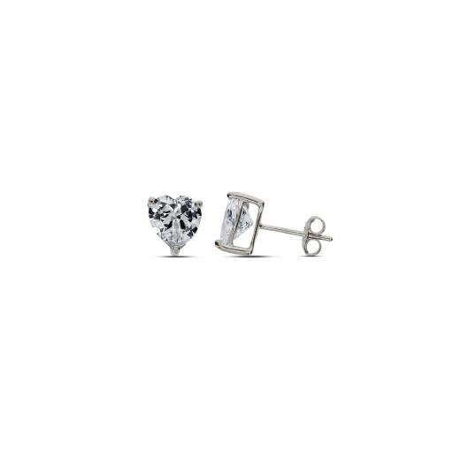 Sterling Silver Heart Shape White CZ Studs | Various Sizes