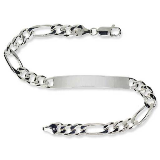 925 Sterling Silver 8.5" Gents 6.9mm Figaro ID Bracelet