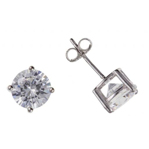 Sterling Silver 3,4,5,6,7,8mm Round White CZ Studs