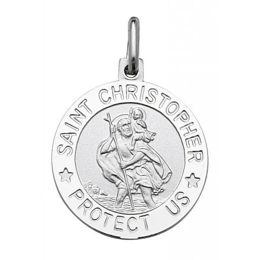 Sterling Silver St Christopher Protect Us Pendants 18mm Ingot