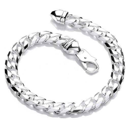 925 Sterling Silver 8.5" Gents 10mm Diamond Cut Curb Bracelet