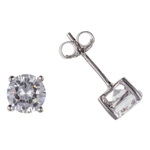 Sterling Silver 3,4,5,6,7,8mm Round White CZ Studs