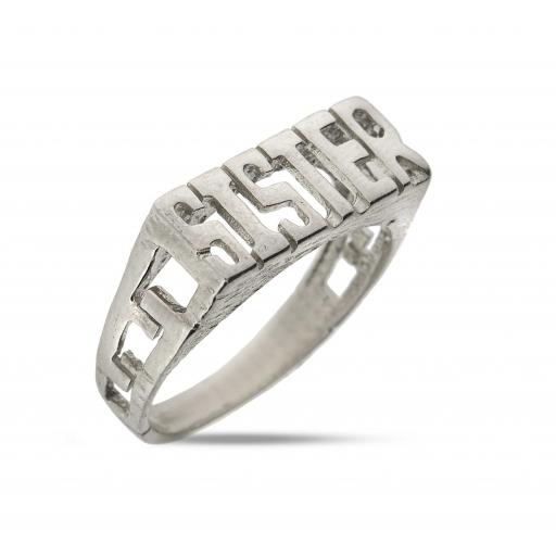 Sterling Silver Polished Sister Ring Link Side