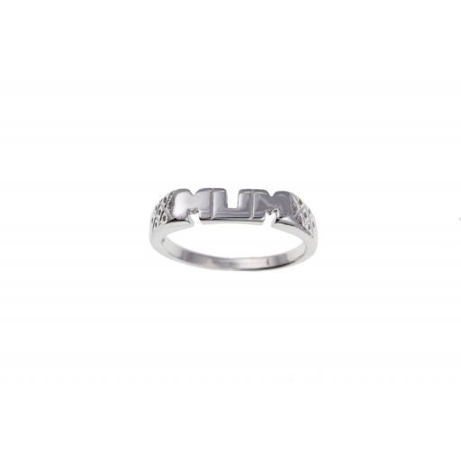 925 Sterling Silver Mum Ring With Basket Pattern Sides Gift Box