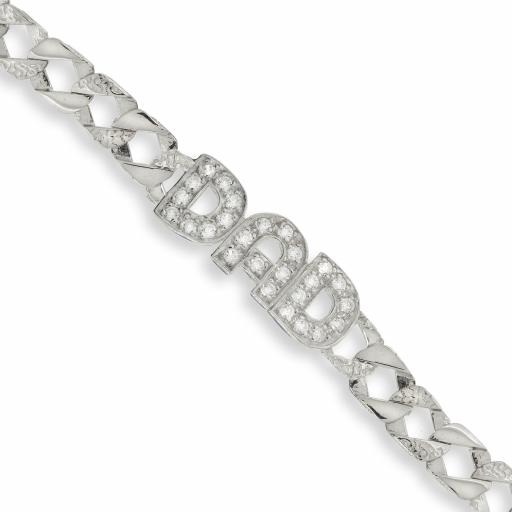 925 Sterling Silver 8.5" Cz Dad Bracelet