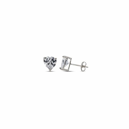 Sterling Silver Heart Shape White CZ Studs | Various Sizes