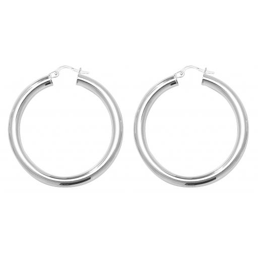 STERLING SILVER 33X4MM ROUND POLISHED TUBE HOOP EARRINGS GIFT BOX