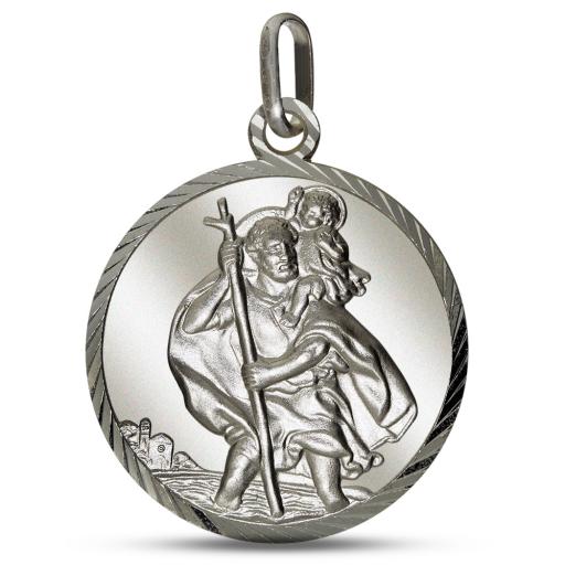 DIAMOND CUT EDGE STERLING SILVER ST CHRISTOPHER GIFT BOX