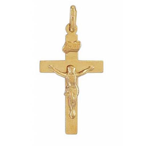 375 9ct Gold Yellow 26x14mm Flat Square Crucifix Pendant