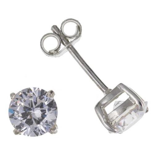 Sterling Silver 3,4,5,6,7,8mm Round White CZ Studs