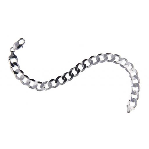 925 Sterling Silver Diamond Cut 10mm Curb Bracelet