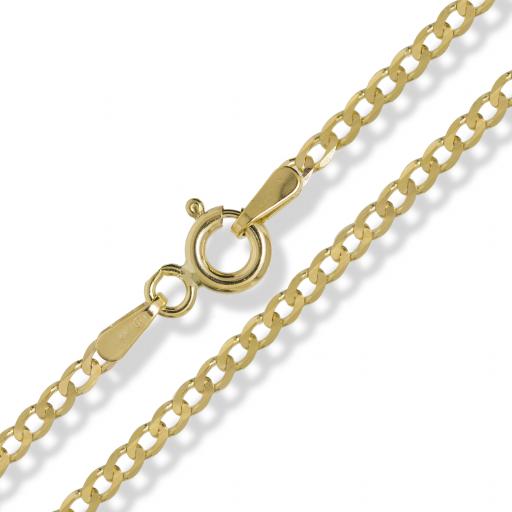 375 9ct Gold 16" 18"20" 22" 24" Diamond Cut 1.9mm Flat Curb Chain