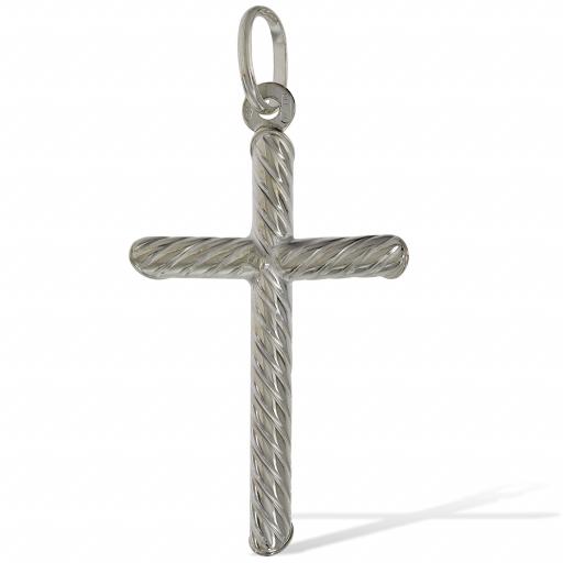 925 Sterling Silver 30x20mm Twisted Tube Cross