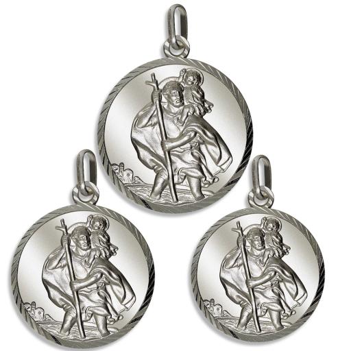 DIAMOND CUT EDGE STERLING SILVER ST CHRISTOPHER GIFT BOX