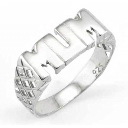 Sterling Silver Polished Basket Side Mum Ring