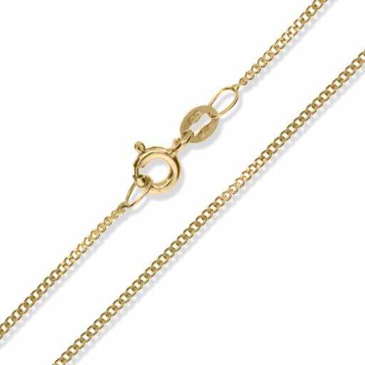 375 9ct Gold 16" 18" 20" Fine Diamond Cut 1.2mm Curb Chain Necklace