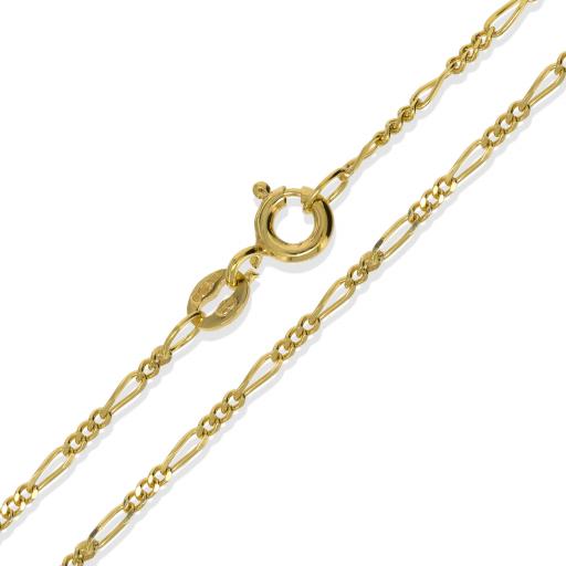 9ct Gold 1.75mm Figaro Chain 16" 18" 20" 22" 24"