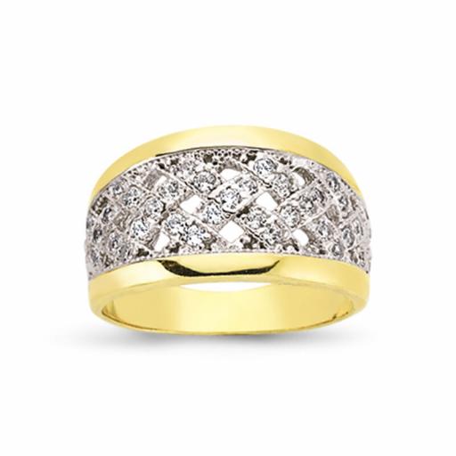 9ct Gold Cz Criss Cross Bombay Ring