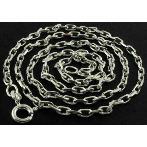 925 Sterling Silver 16" 18" 20" 22" 24" Diamond Cut 2.3mm Oval Belcher Chain Necklace