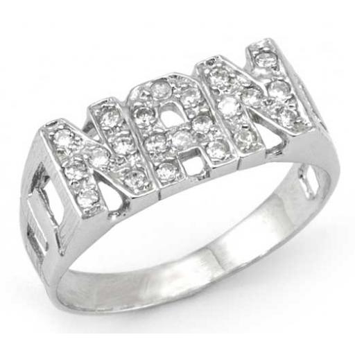 Sterling Silver CZ Nan Ring Link Side