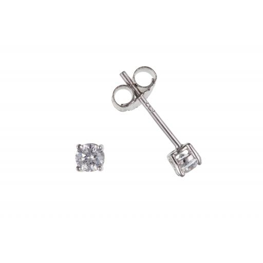 Sterling Silver 3,4,5,6,7,8mm Round White CZ Studs