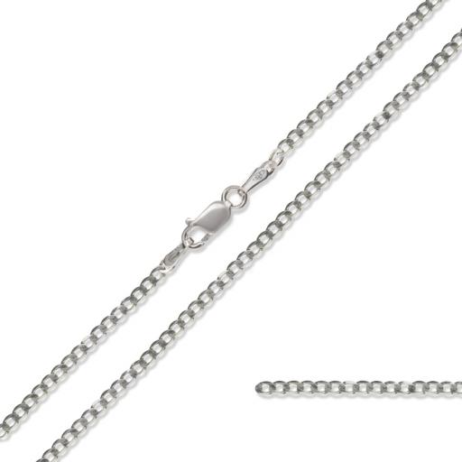 375 9ct White Gold 16" 18" 20" 22" 24" Diamond Cut 1.9mm Flat Curb Chain Necklace