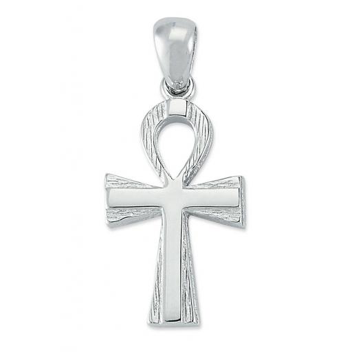 Sterling Silver Barked Edge Egyptian Ankh Cross