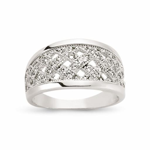 9ct White Gold Criss Cross Bombay Ring