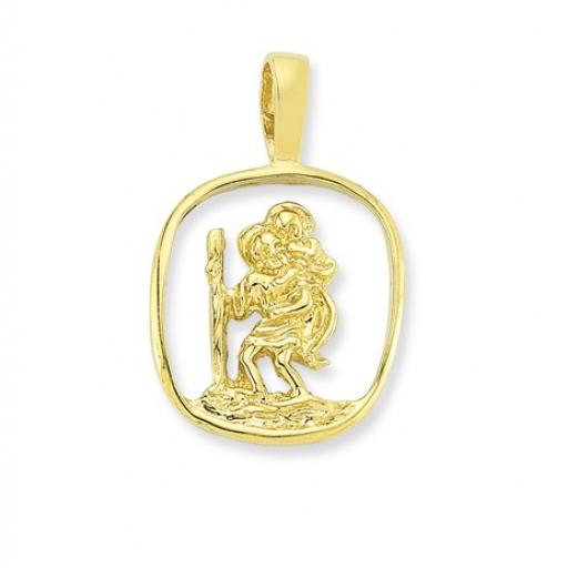 9ct Gold Mm Barrel Shape Cut Out St Christopher Pendant Gift Box