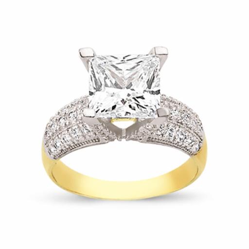 9ct Yellow Gold Square Princess Cut CZ Ring