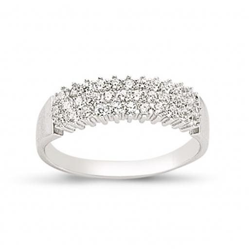 925 Sterling Silver 3 Row CZ Eternity Ring