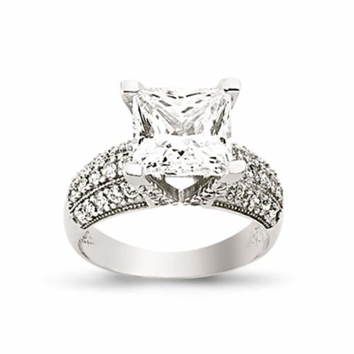 9ct White Gold Square Princess Cut CZ Ring