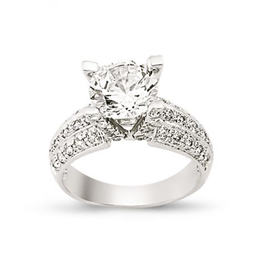 9ct White Gold Brilliant Round Cut CZ Ring