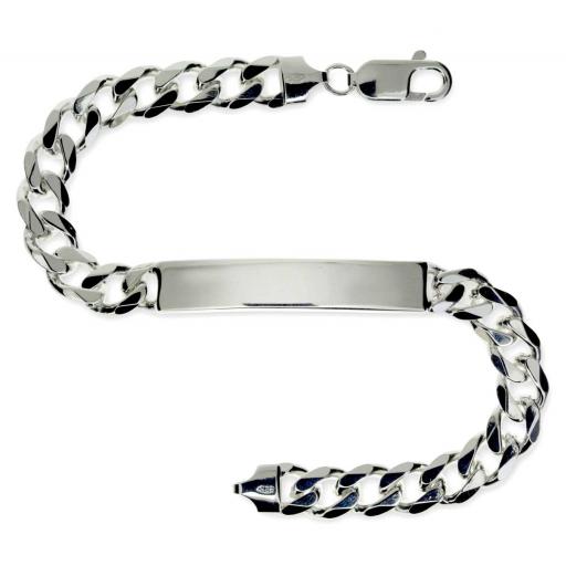 925 Sterling Silver 8.5" Gents 7.7mm Curb ID Bracelet