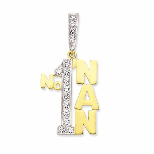 9ct Gold Cubic Zirconia No 1 Nan Pendant