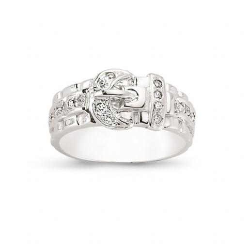 925 Sterling Silver Cubic Zirconia Belt Ring