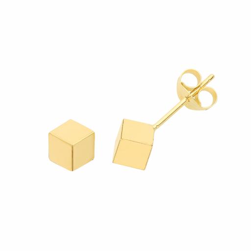 9ct Yellow Gold Cube Stud Earrings