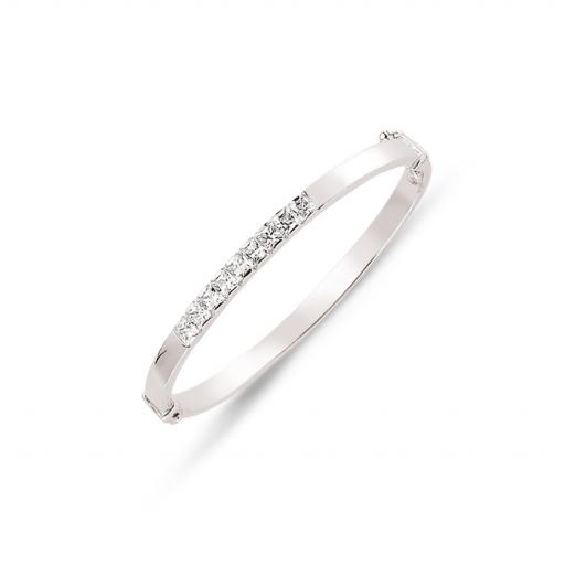 9ct Gold White Cubic Zirconia Childrens Eternity Bangle Gift Box