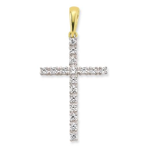 375 9ct Gold Cubic Zirconia Square Cross Pendant