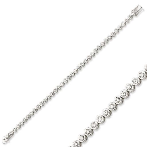 925 Sterling Silver 7.5" White Cz Tennis Bracelet